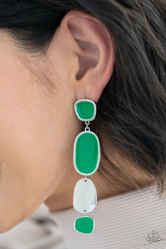 All Out Allure Green post earrings, alternate view
