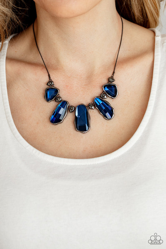 Cosmic Cocktail Blue statement necklace, alternate view