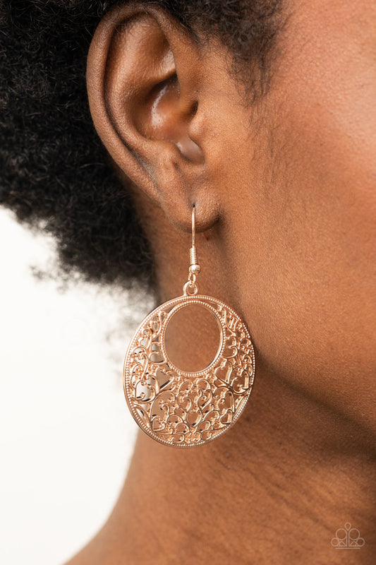 Vineyard Romance Rose Gold dangle earrings, alternate view