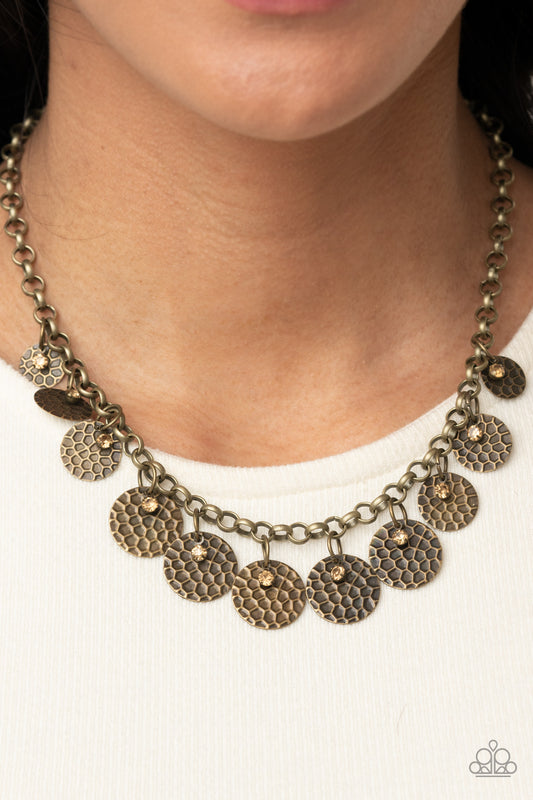 Delightfully Dappled Brass statement necklace, alternate view