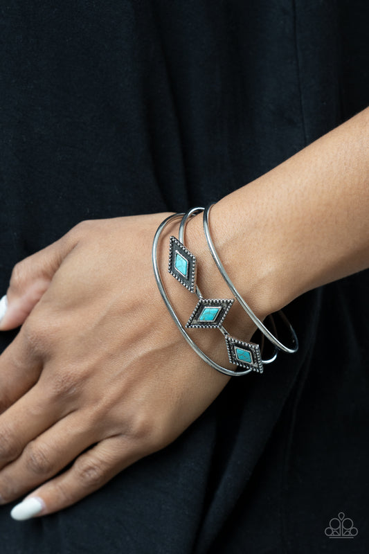 Desert Diamondback Blue cuff bracelet, alternate view