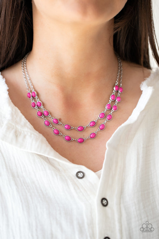 Sahara Safari Pink statement necklace, alternate view