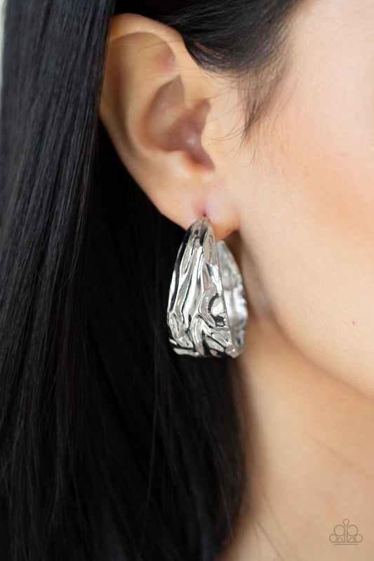 Badlands and Bellbottoms Silver hoop earrings, alternate view