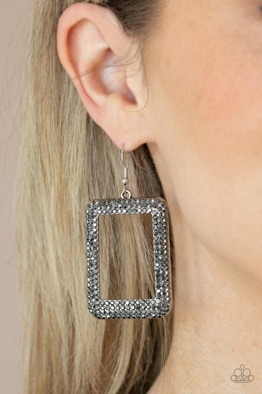 World FRAME-ous Silver dangle earrings, alternate view