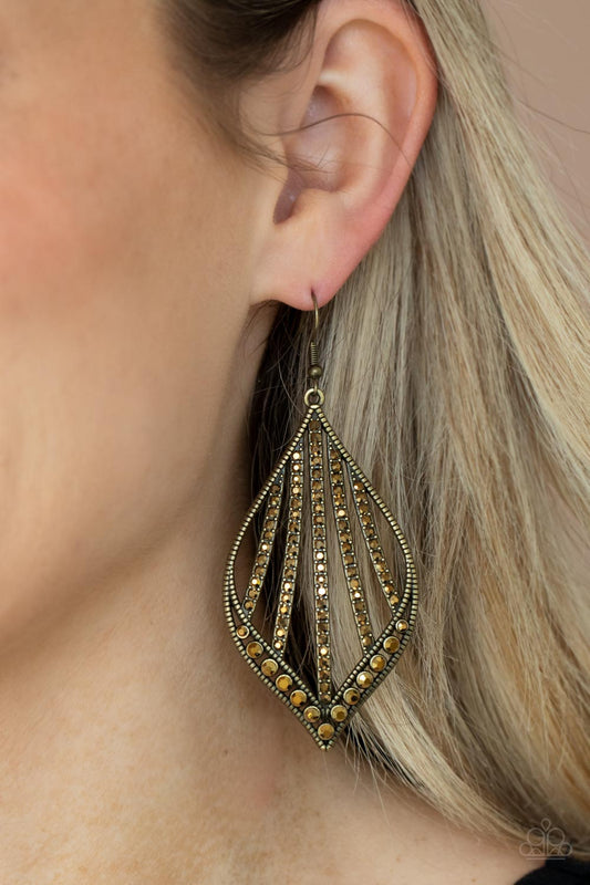 Showcase Sparkle Brass dangle earrings, alternate view
