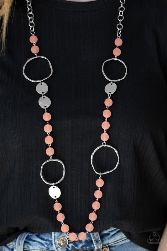 Sea Glass Wanderer- Orange statement necklace, alternate view