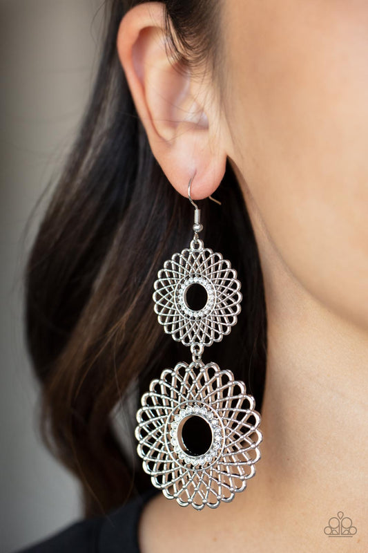 Regal Roulette White dangle earrings, alternate view