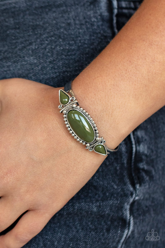 Tribal Trinket Green cuff bracelet, alternate view