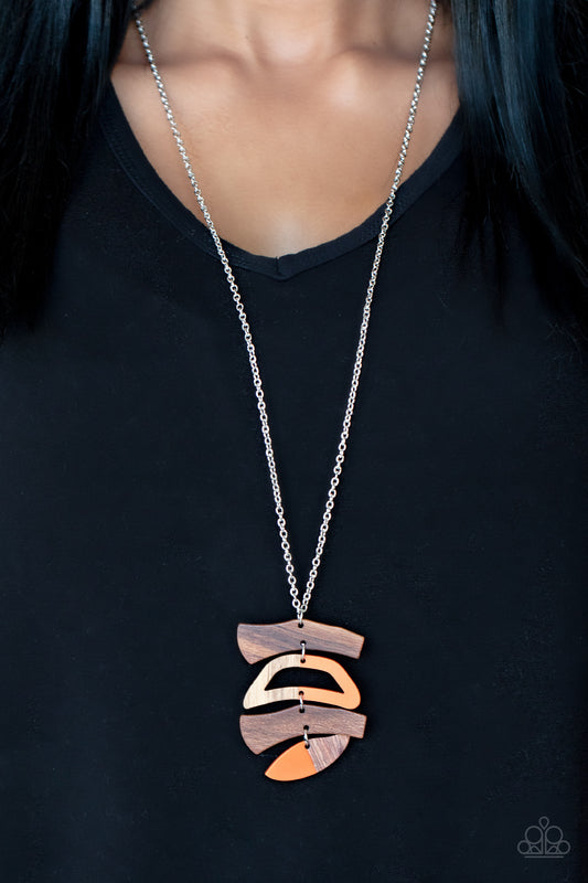 A WOODWORK In Progress Orange pendant necklace, alternate view