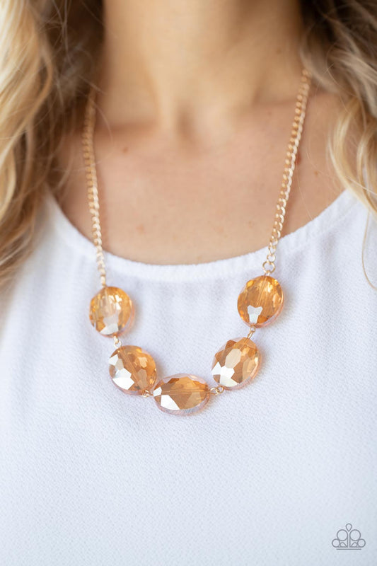 Cosmic Closeup Gold statement necklace, alternate view