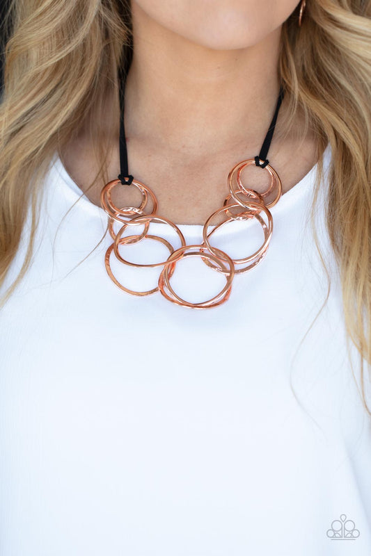 Spiraling Out of COUTURE Copper statement necklace, alternate view