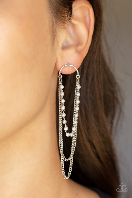 Vintage VIP White post earrings, alternate view
