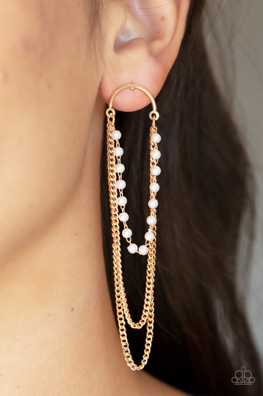 Vintage VIP Gold post earrings, alternate view