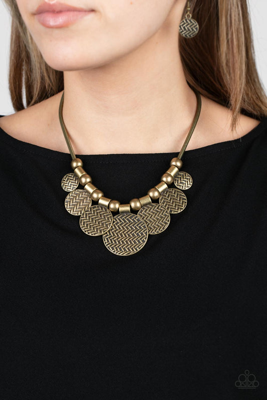 Indigenously Urban Brass statement necklace, alternate view