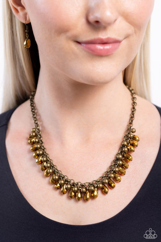 Metro Monarchy Brass statement necklace, alternate view