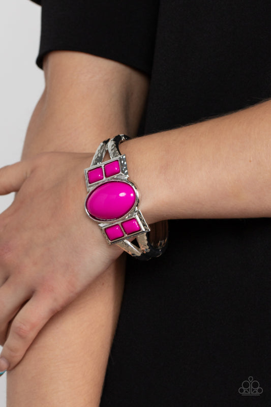 A Touch of Tiki Pink bangle bracelet, alternate view