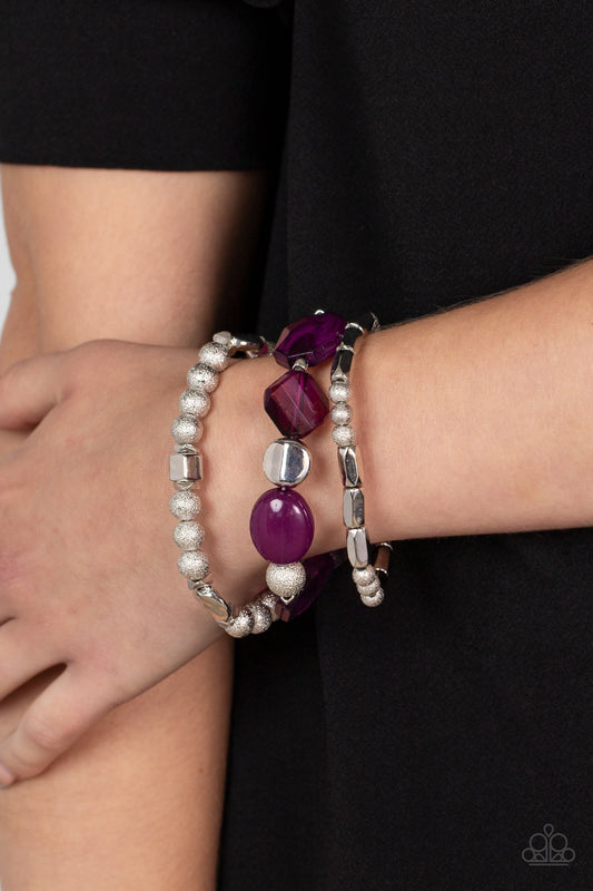 Marina Magic- Purple stretch bracelet, alternate view