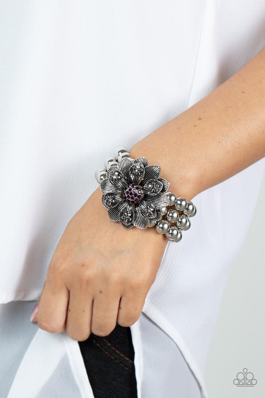 Botanical Bravado Purple stretch bracelet, alternate view