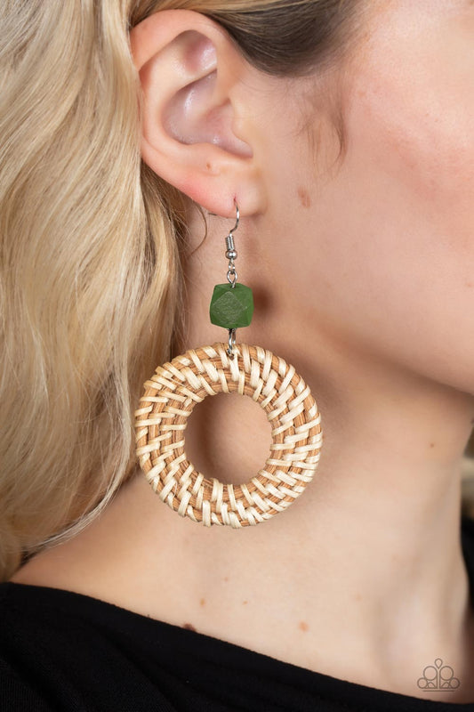 Wildly Wicker Green hoop earrings, alternate view