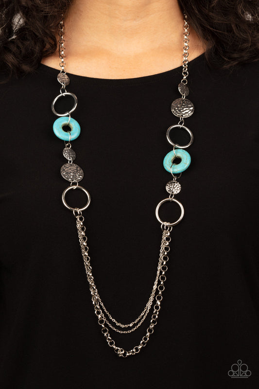 Grounded Glamour Blue statement necklace, alternate view