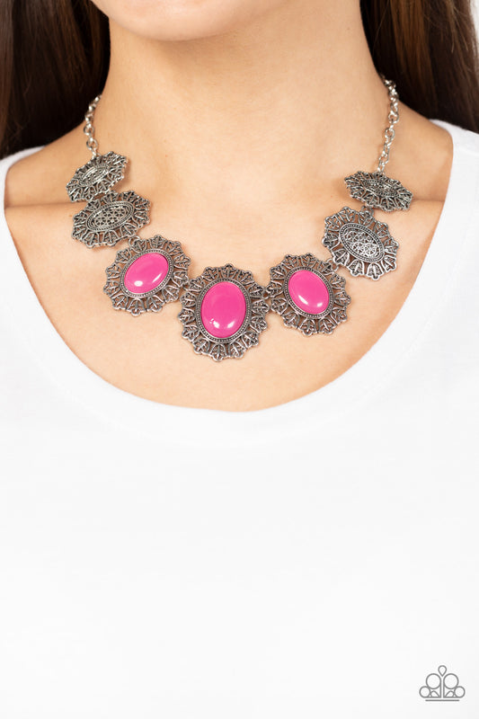 Forever and EVERGLADE Pink statement necklace, alternate view