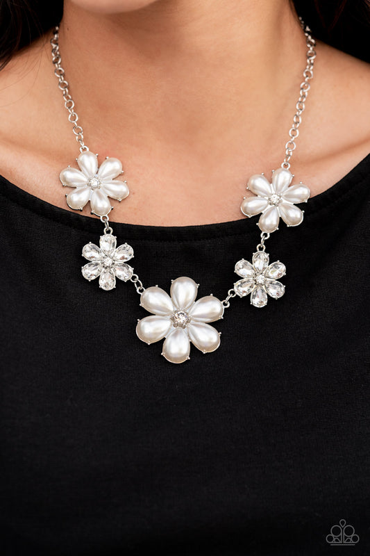 Fiercely Flowering White statement necklace, alternate view
