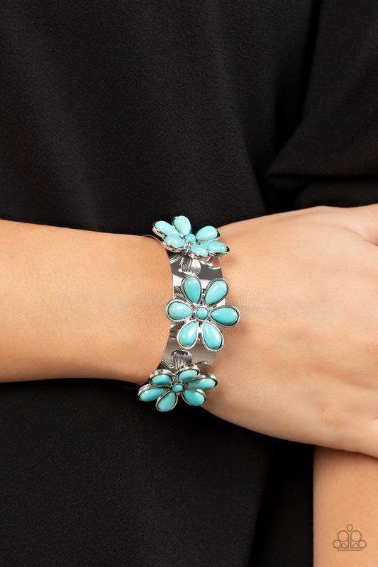 Desert Flower Patch Blue cuff bracelet, alternate view