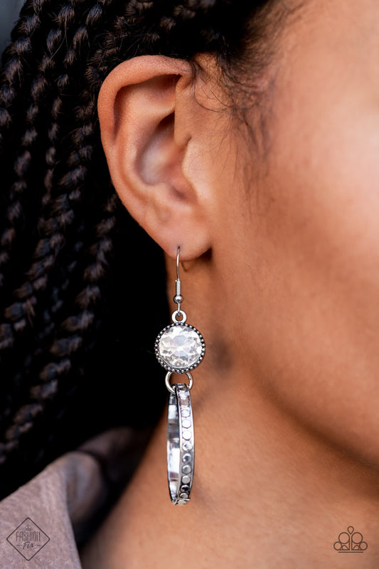 Standalone Sparkle White dangle earrings, alternate view