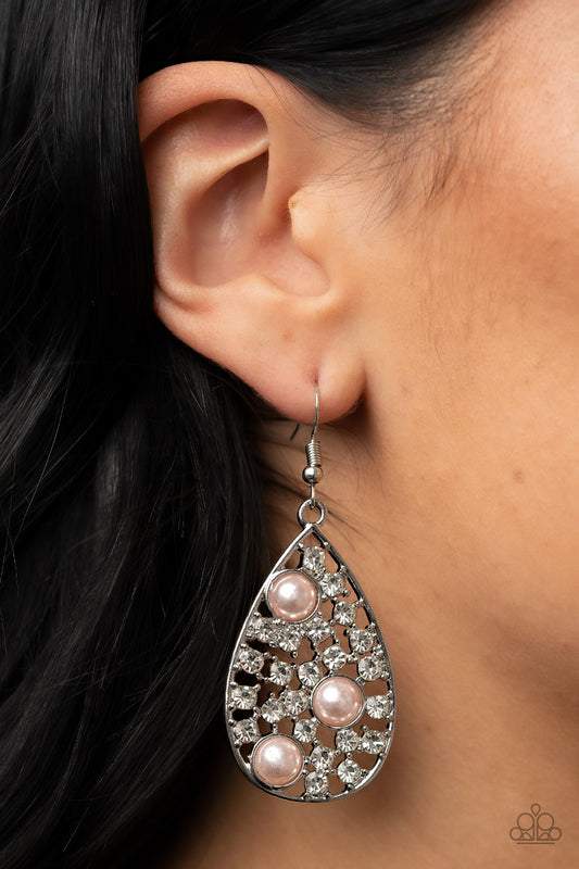 Bauble Burst Pink dangle earrings, alternate view