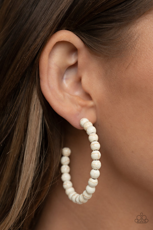 Rural Retrograde White hoop earrings, alternate view