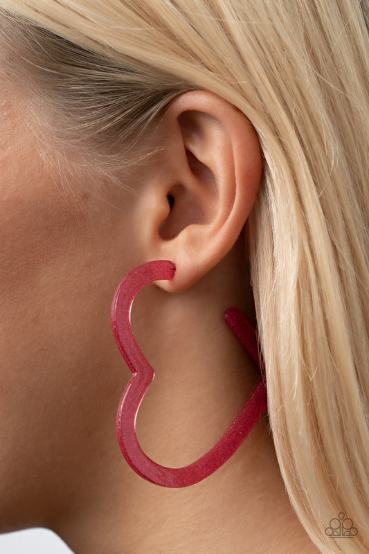 Heart-Throbbing Twinkle Pink hoop earrings, alternate view