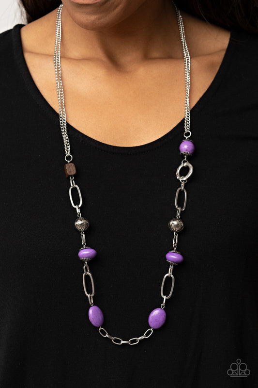 Barefoot Bohemian Purple statement necklace, alternate view