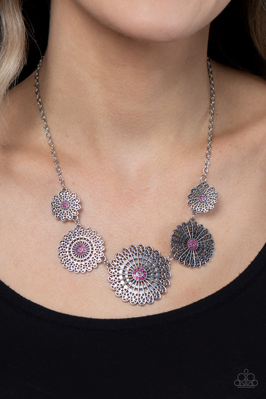 Marigold Meadows Pink statement necklace, alternate view