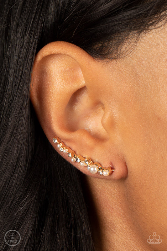 Couture Crawl Gold post earrings, alternate view