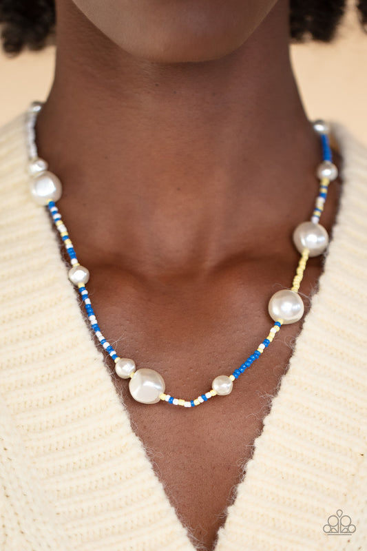 Modern Marina Blue statement necklace, alternate view