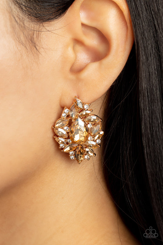 We All Scream for Ice QUEEN Gold post earrings, alternate view