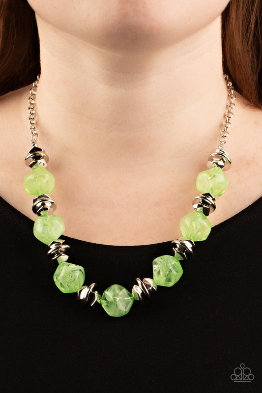 Island Ice Green statement necklace, alternate view