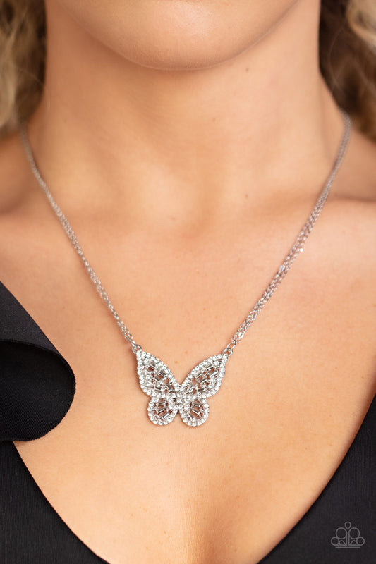 Baroque Butterfly White statement necklace, alternate view