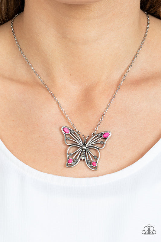 Badlands Butterfly Pink statement necklace, alternate view