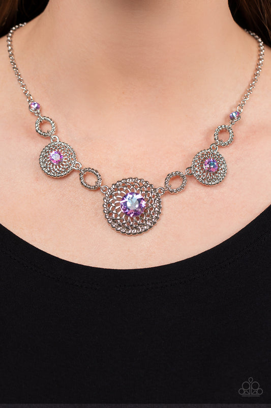 Cosmic Cosmos Purple statement necklace, alternate view