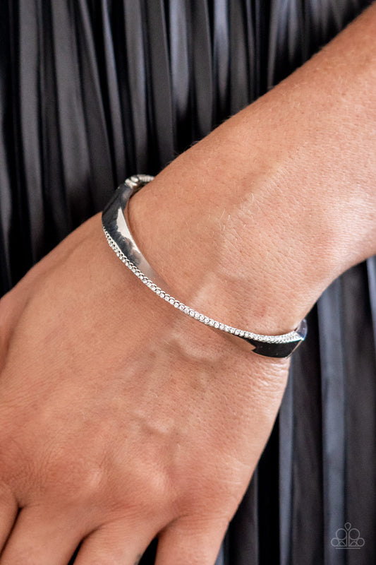 Artistically Adorned White cuff bracelet, alternate view