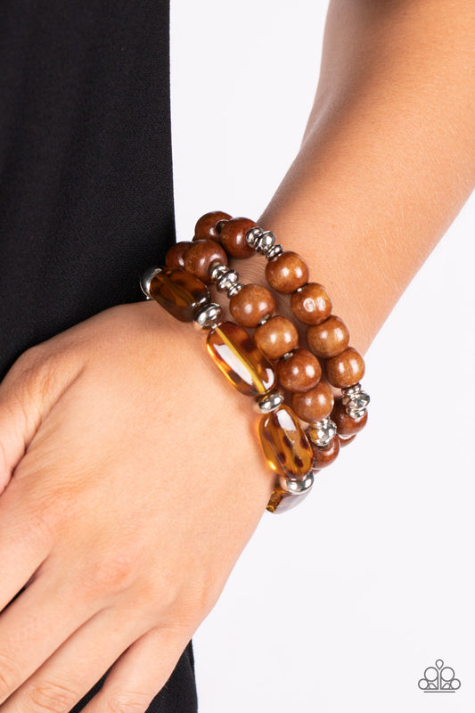WILD-Mannered Brown stretch bracelet, alternate view