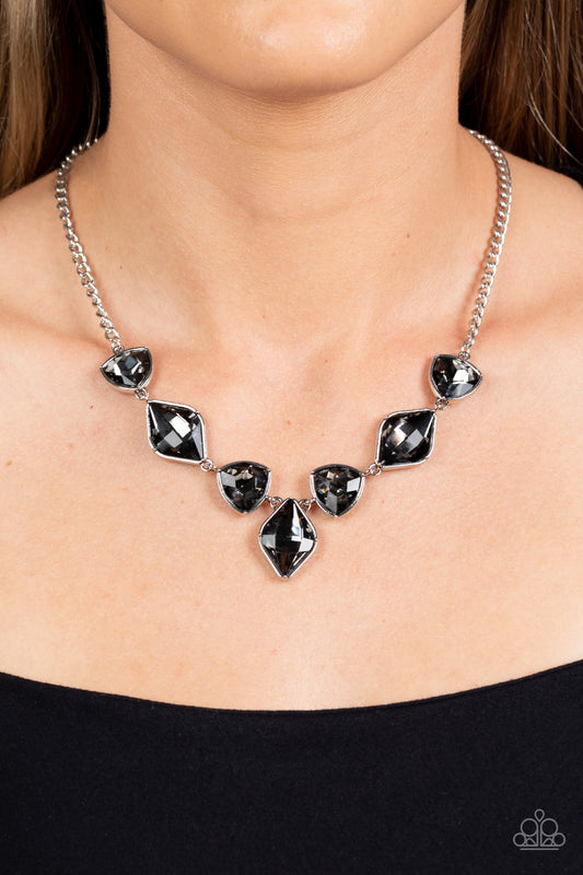 Glittering Geometrics Silver statement necklace, alternate view