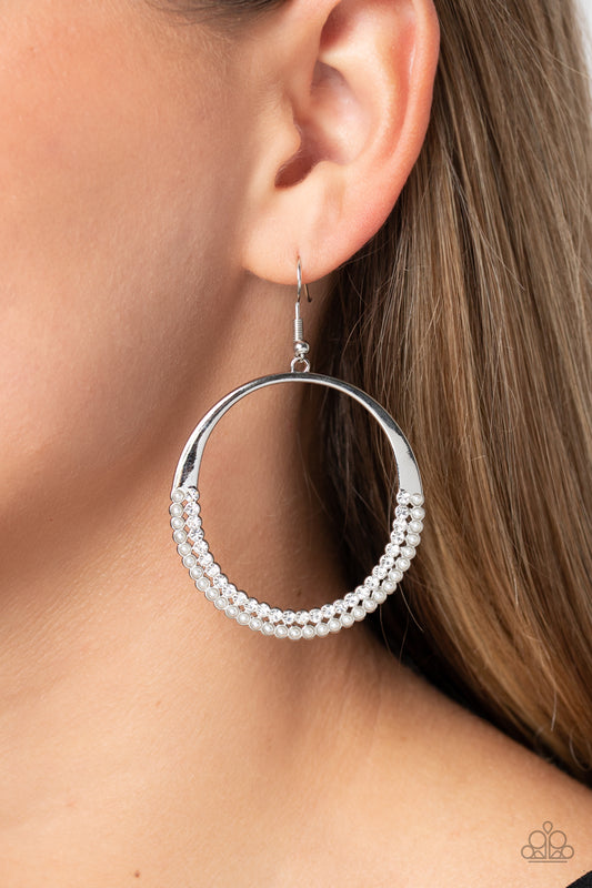 Material PEARL White hoop earrings, alternate view