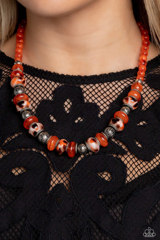 Warped Whimsicality Orange statement necklace, alternate view