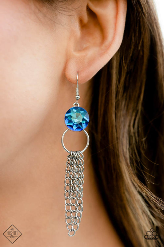 Arthurian A-Lister Blue dangle earrings, alternate view