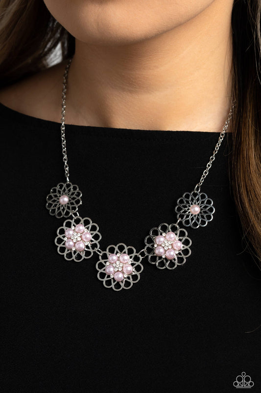 Mandala Mosaic Pink statement necklace, alternate view