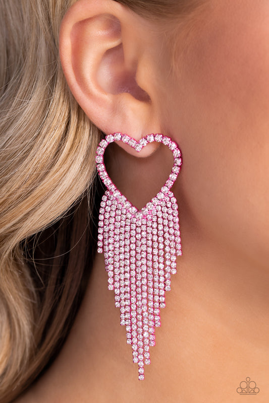 Sumptuous Sweethearts Pink post earrings, alternate view