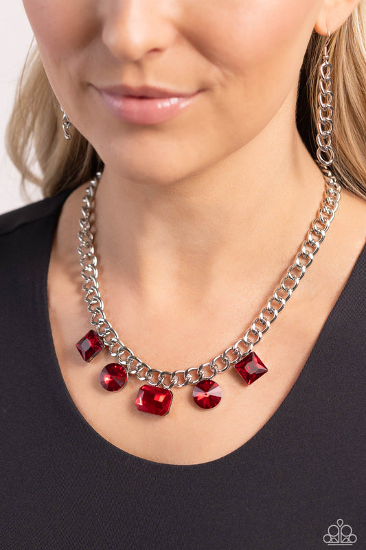Alternating Audacity Red statement necklace, alternate view