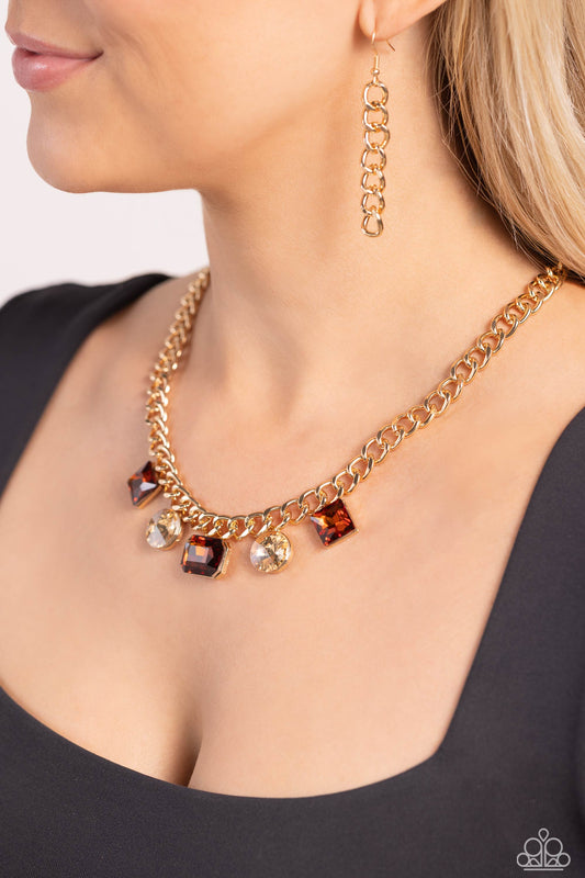 Alternating Audacity Brown statement necklace, alternate view